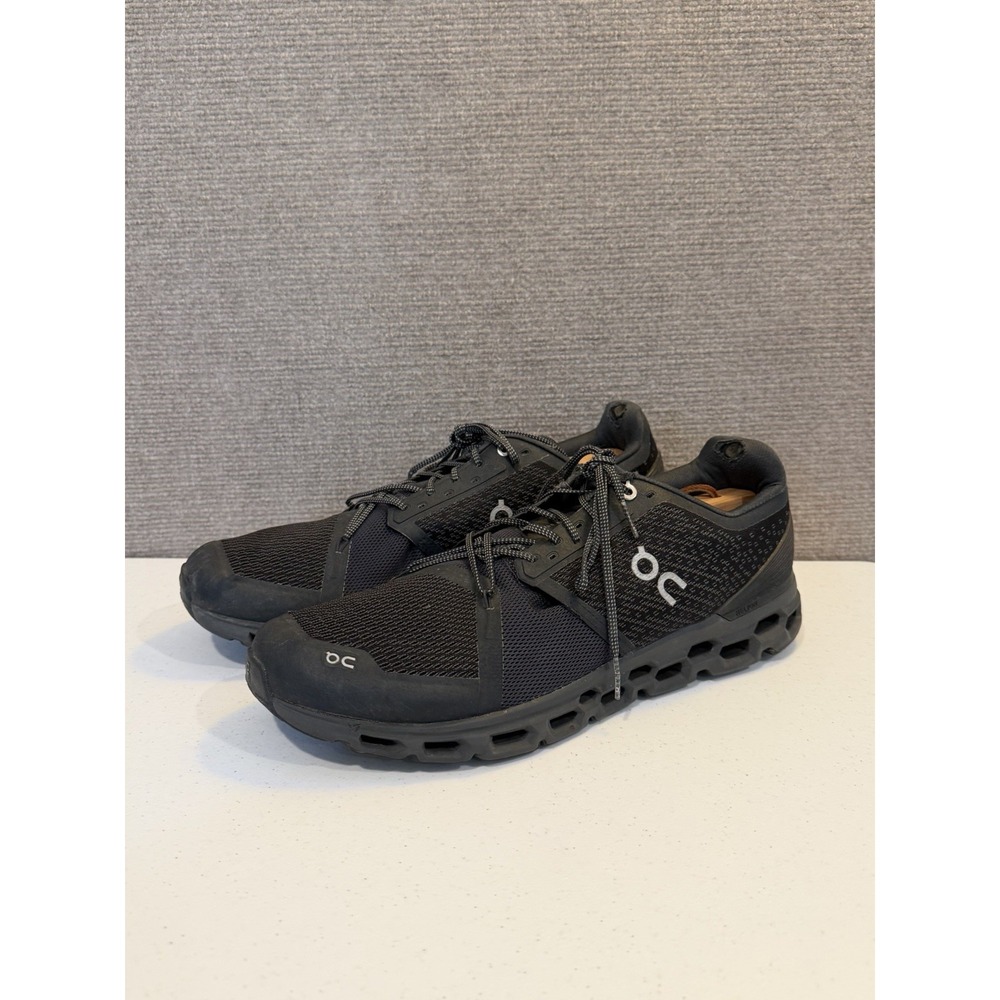 On Swiss Engineering Cloudstratus Men's Size 13 Black Running Shoes Lace Up